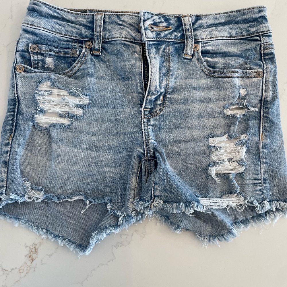 Distressed Denim Shorts
